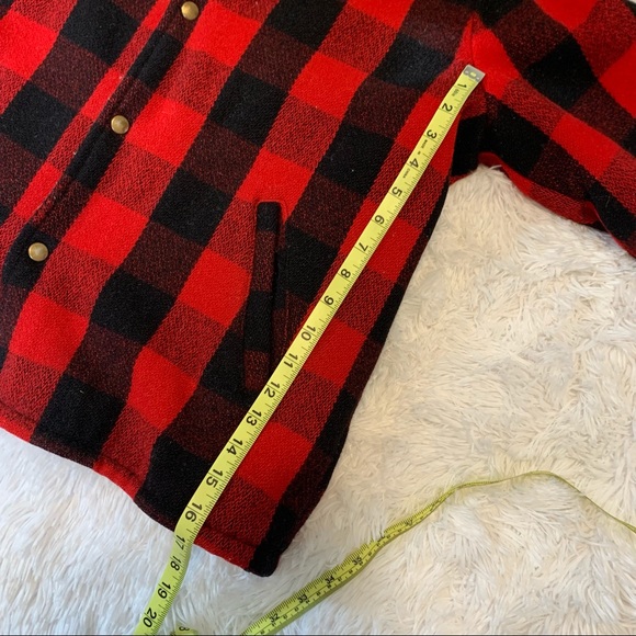 Damart Buffalo Plaid Red & Black Heavy Wool Jacket Size Large - Picture 11 of 13